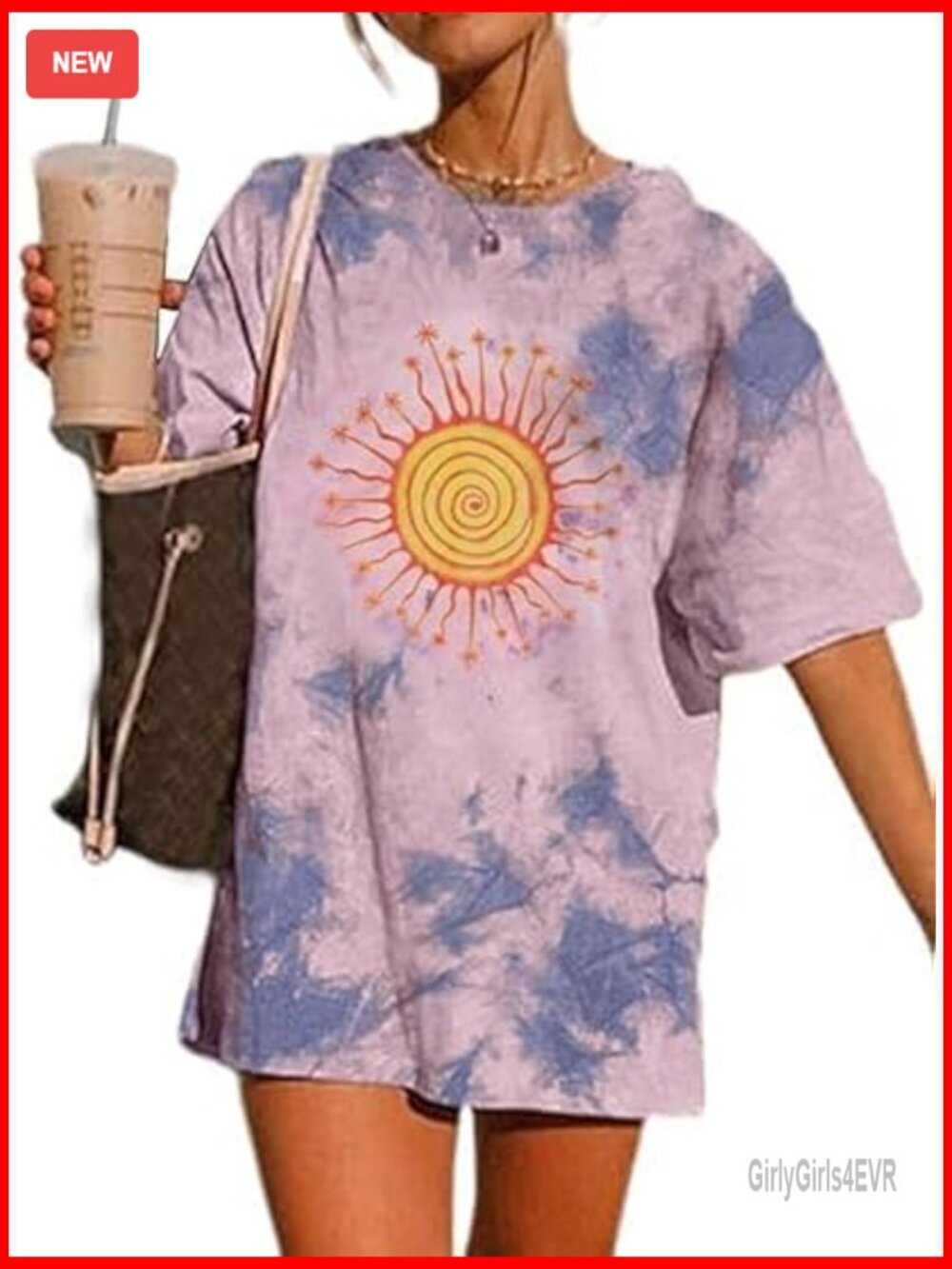 Oversized Tie Dye T-Shirt Short Sleeve Crew Neck Cotton Tee